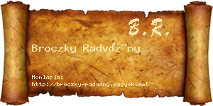 Broczky Radvány névjegykártya
